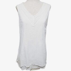 Cleo Flowy blouse size Medium sleeveless white handkerchief drape